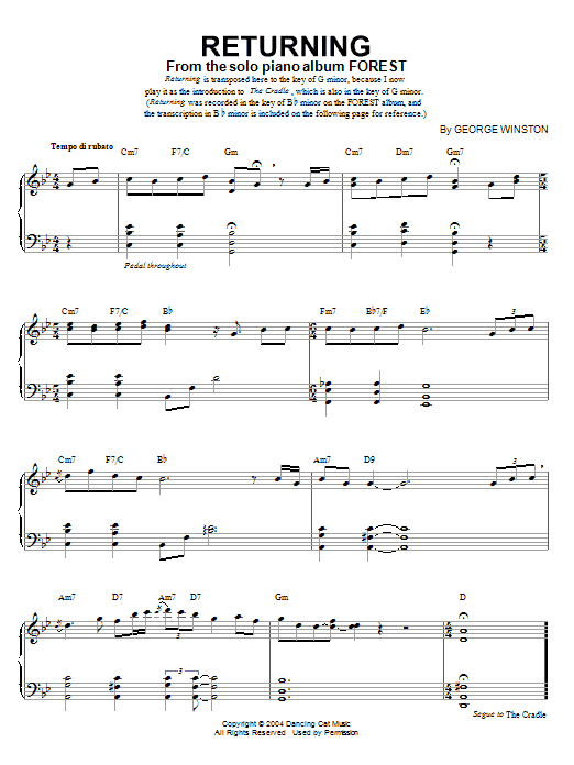 Returning (Piano Solo) von George Winston