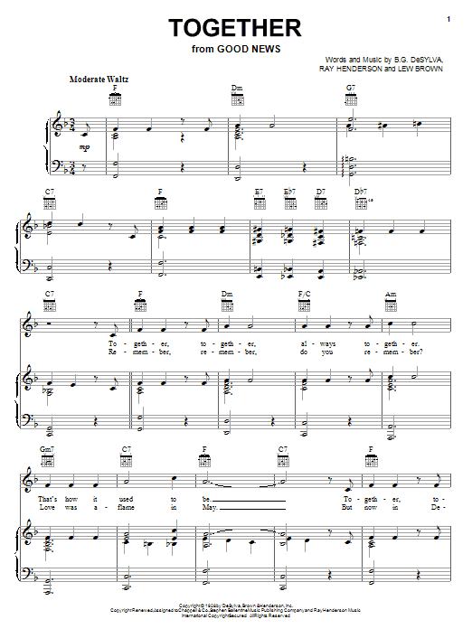 Together (Piano, Vocal & Guitar Chords (Right-Hand Melody)) von B.G. DeSylva
