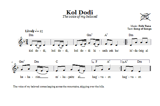 Kol Dodi (The Voice Of My Beloved) (Lead Sheet / Fake Book) von Folk Tune