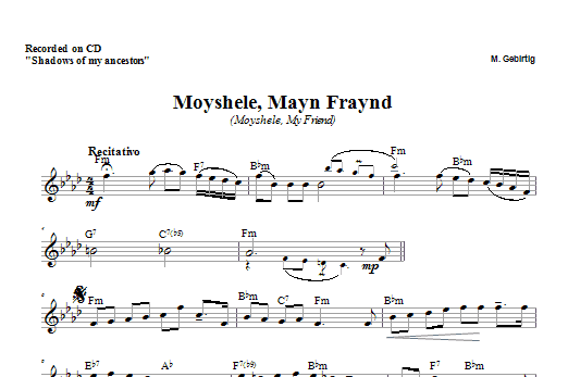 Moyshele, Mayn Freund (Lead Sheet / Fake Book) von Zinovy Goro