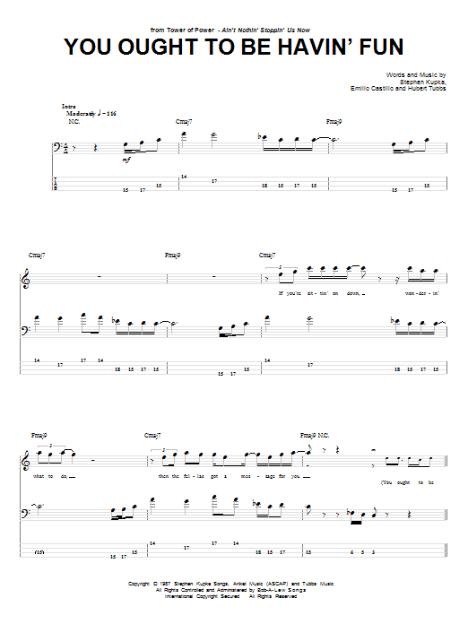 You Ought To Be Havin' Fun (Bass Guitar Tab) von Tower Of Power