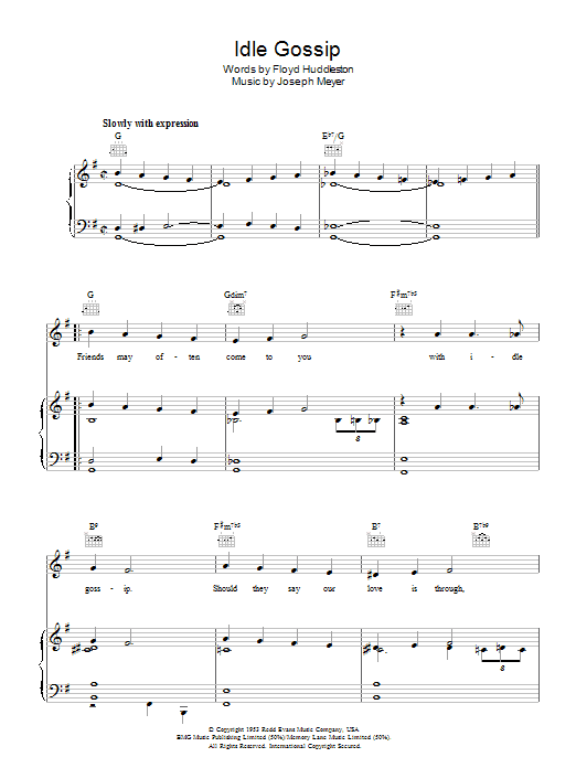 Idle Gossip (Piano, Vocal & Guitar Chords) von Perry Como