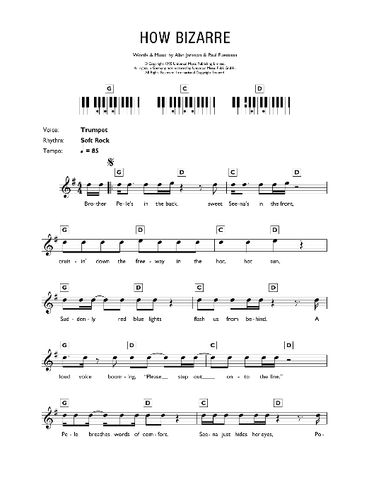 How Bizarre (Piano Chords/Lyrics) von OMC