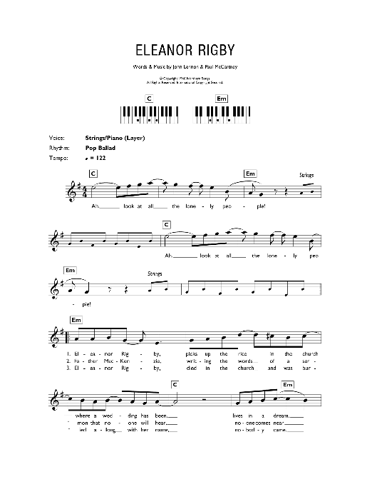 Eleanor Rigby (Piano Chords/Lyrics) von The Beatles