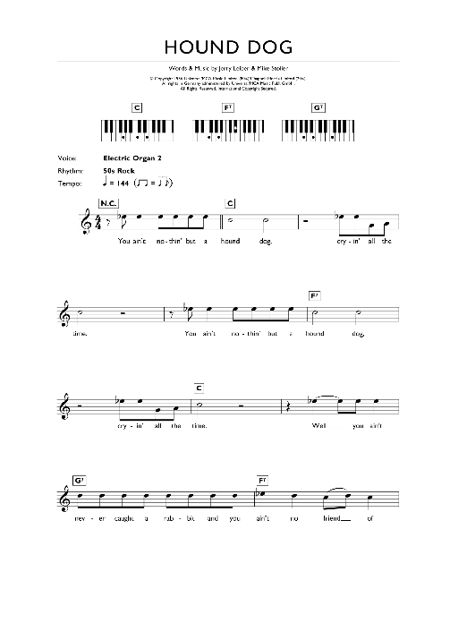 Hound Dog (Piano Chords/Lyrics) von Elvis Presley