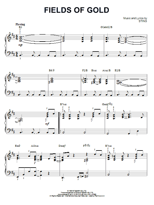 Fields Of Gold [Jazz version] (arr. Brent Edstrom) (Piano Solo) von Sting