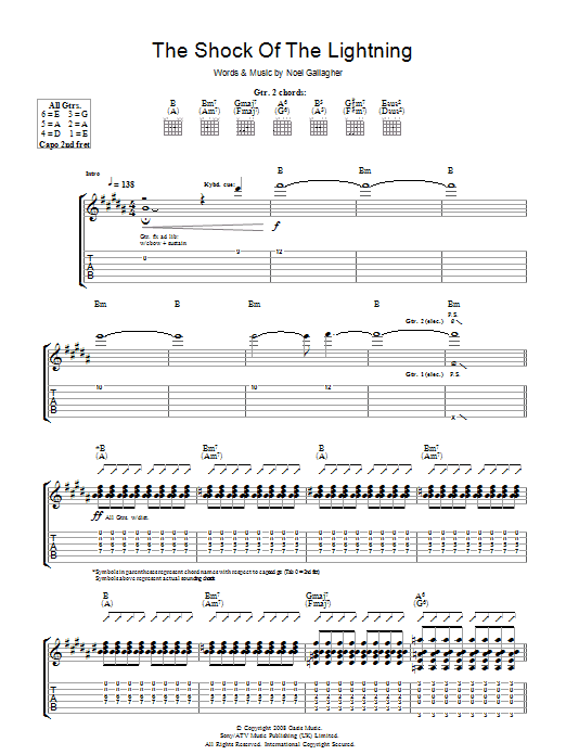 The Shock Of The Lightning (Guitar Tab) von Oasis