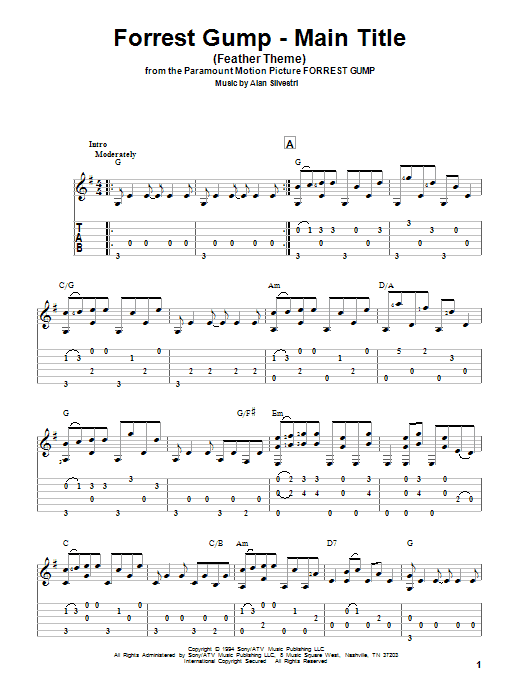 Forrest Gump - Main Title (Feather Theme) (Solo Guitar) von Alan Silvestri