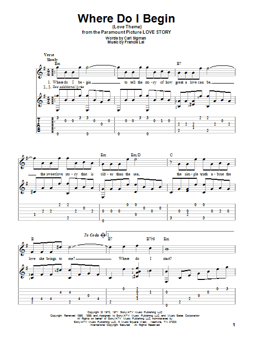 Where Do I Begin (Love Theme) (Solo Guitar) von Andy Williams