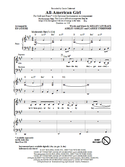 All-American Girl (SAB Choir) von Ed Lojeski