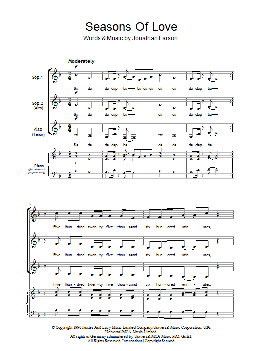 Seasons Of Love (from Rent) (SSA Choir) von Jonathan Larson