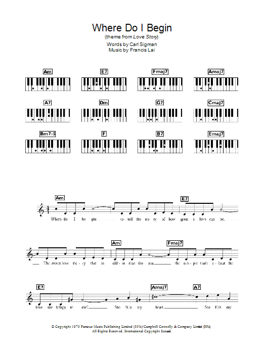 Where Do I Begin (Piano Chords/Lyrics) von Andy Williams