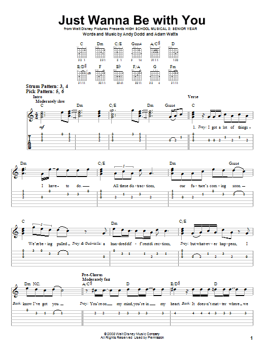 Just Wanna Be With You (Easy Guitar Tab) von High School Musical 3