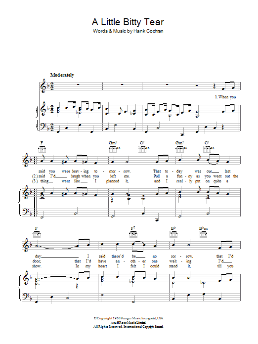 A Little Bitty Tear (Piano, Vocal & Guitar Chords) von Burl Ives