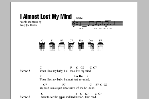 I Almost Lost My Mind (Guitar Chords/Lyrics) von Ivory Joe Hunter