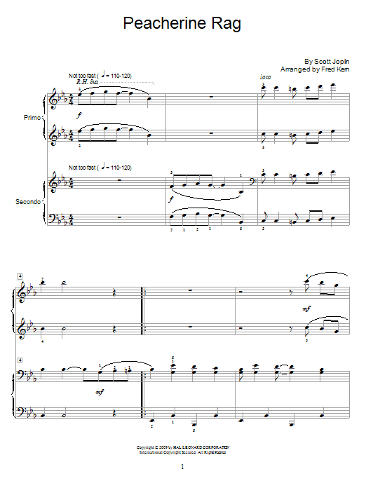 Peacherine Rag (Piano Duet) von Scott Joplin