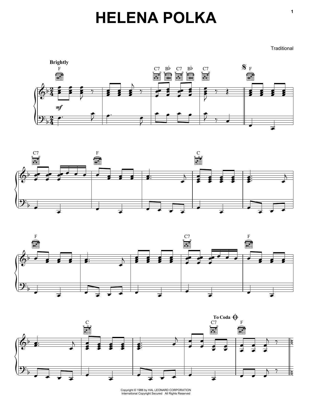 Helena Polka (Piano Solo) von Traditional