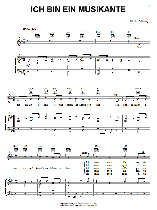 Ich Bin Ein Musikante (Piano, Vocal & Guitar Chords (Right-Hand Melody)) von Otto Reuter