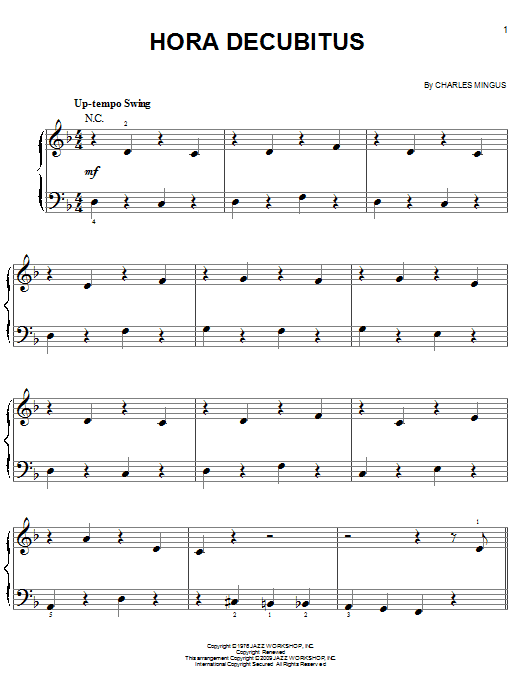 Hora Decubitus (Easy Piano) von Charles Mingus