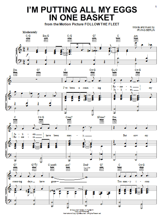I'm Putting All My Eggs In One Basket (Piano, Vocal & Guitar Chords (Right-Hand Melody)) von Irving Berlin