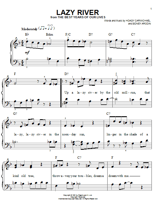 Lazy River (Easy Piano) von Bobby Darin