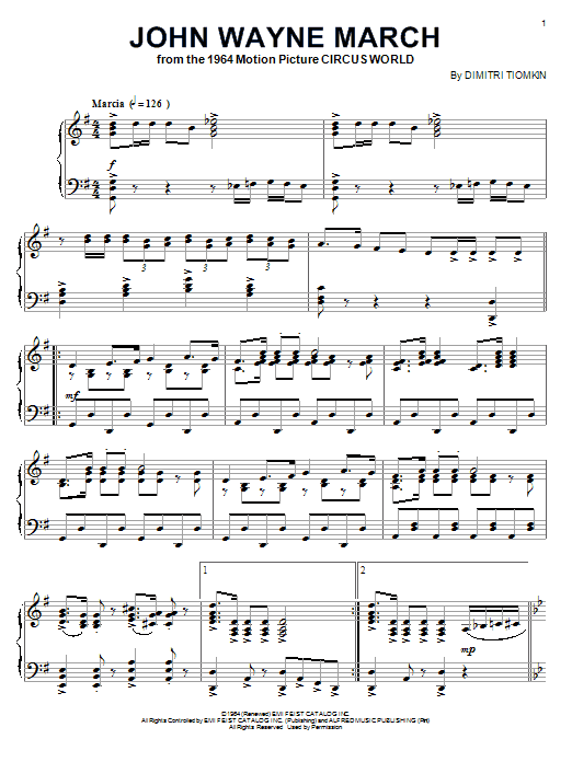 John Wayne March (Piano Solo) von Dimitri Tiomkin