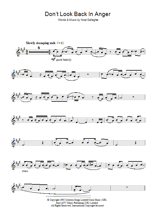 Don't Look Back In Anger (Lead Sheet / Fake Book) von Oasis