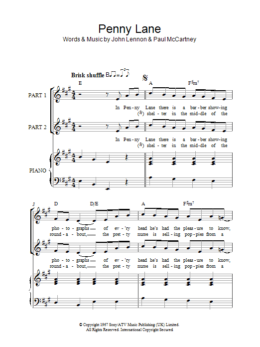Penny Lane (arr. Rick Hein) (2-Part Choir) von The Beatles