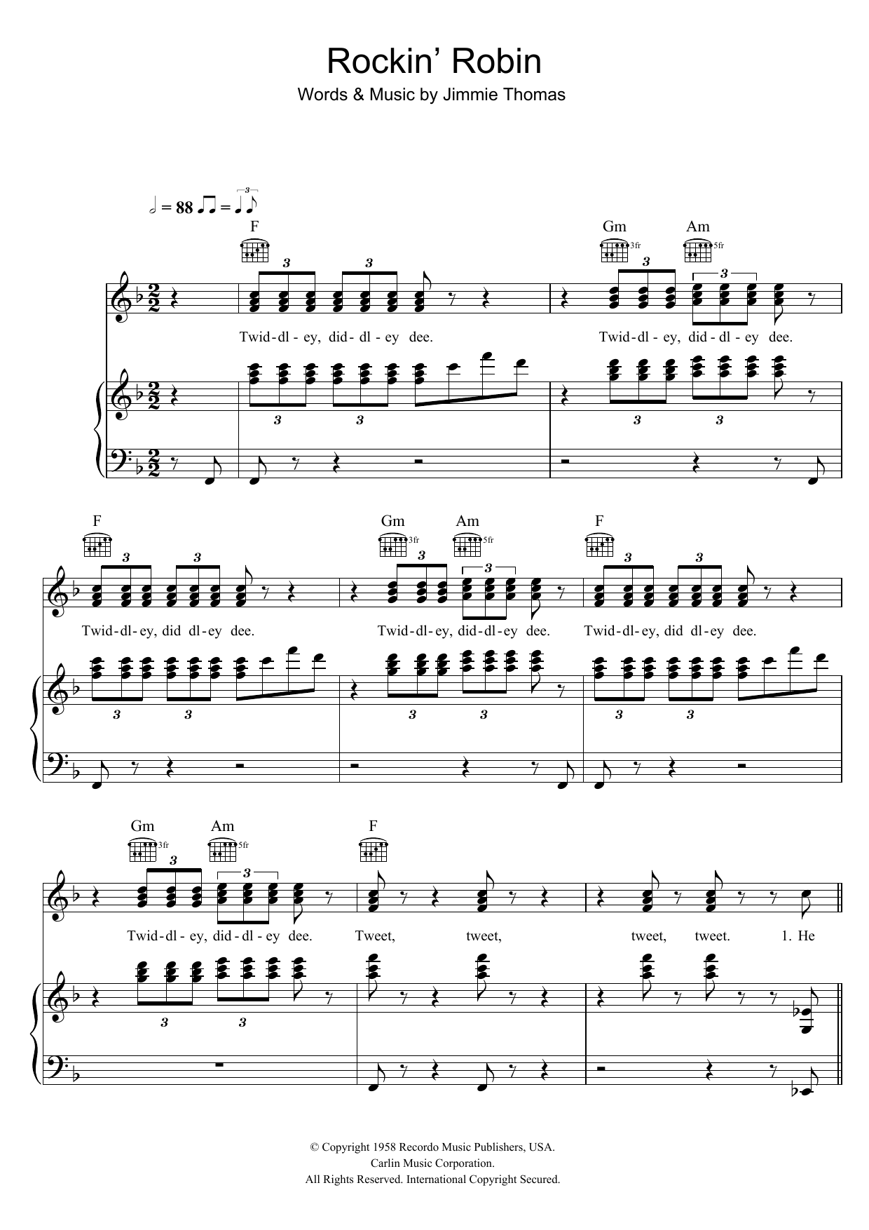 Rockin' Robin (Piano, Vocal & Guitar Chords) von Michael Jackson