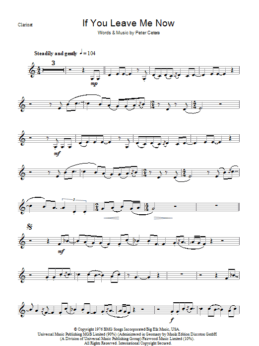 If You Leave Me Now (Lead Sheet / Fake Book) von Chicago
