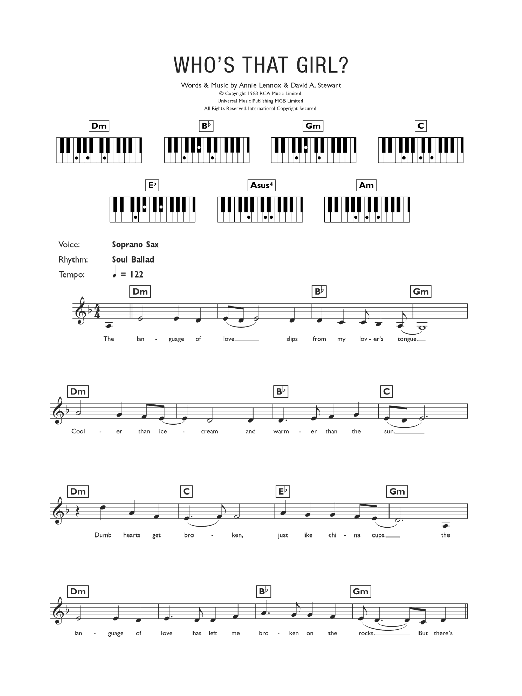 Who's That Girl? (Piano Chords/Lyrics) von Eurythmics