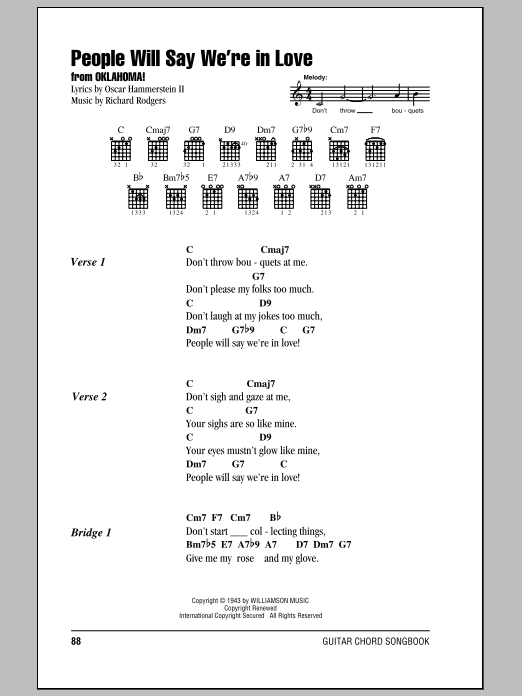 People Will Say We're In Love (from Oklahoma!) (Guitar Chords/Lyrics) von Rodgers & Hammerstein