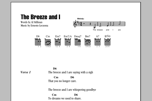 The Breeze And I (Guitar Chords/Lyrics) von Ernesto Lecuona