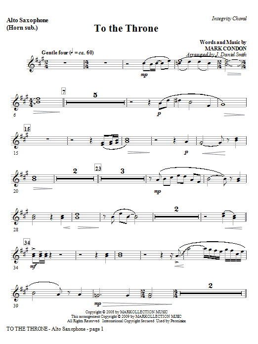 To The Throne - Tenor Sax (Trombone 2 sub.) (Choir Instrumental Pak) von J. Daniel Smith