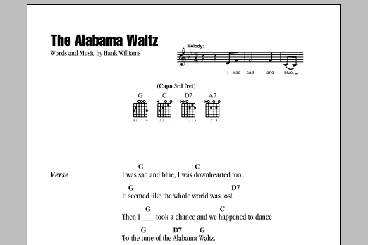 The Alabama Waltz (Guitar Chords/Lyrics) von Hank Williams