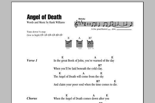Angel Of Death (Guitar Chords/Lyrics) von Hank Williams