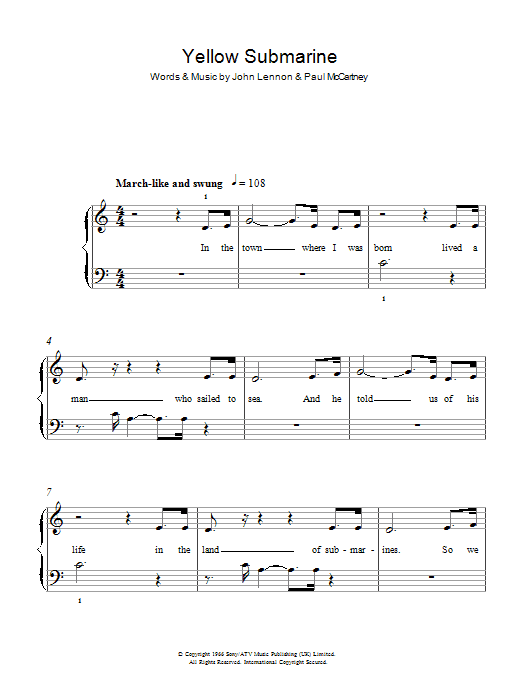 Yellow Submarine (Easy Piano) von The Beatles