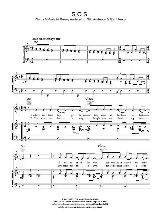 S.O.S. (Piano, Vocal & Guitar Chords) von ABBA