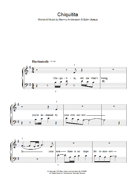 Chiquitita (Easy Piano) von ABBA