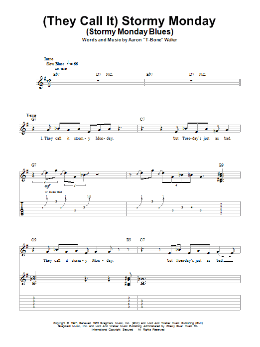 (They Call It) Stormy Monday (Stormy Monday Blues) (Guitar Tab (Single Guitar)) von T-Bone Walker