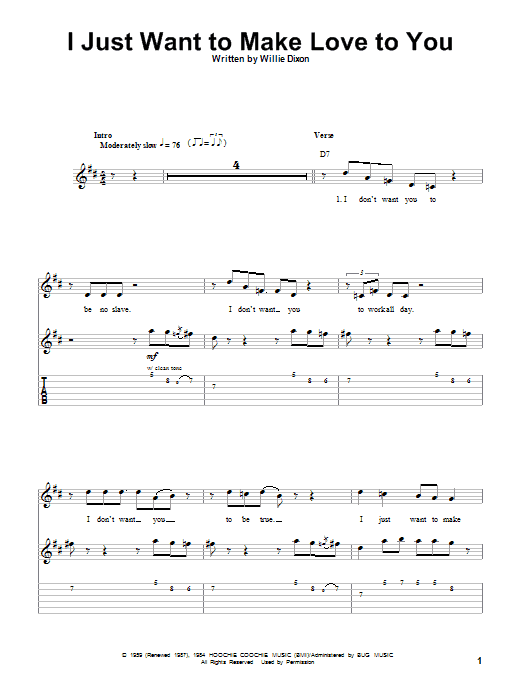 I Just Want To Make Love To You (Guitar Tab (Single Guitar)) von Muddy Waters