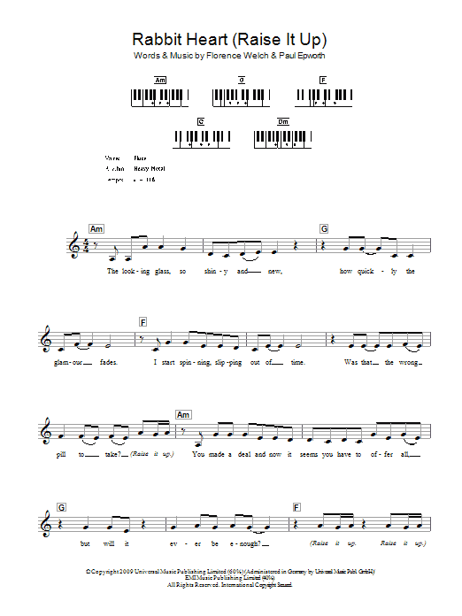 Rabbit Heart (Raise It Up) (Lead Sheet / Fake Book) von Florence And The  Machine