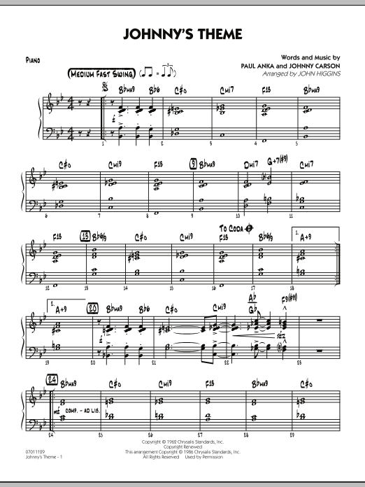 Johnny's Theme (from The Tonight Show) - Piano (Jazz Ensemble) von John Higgins