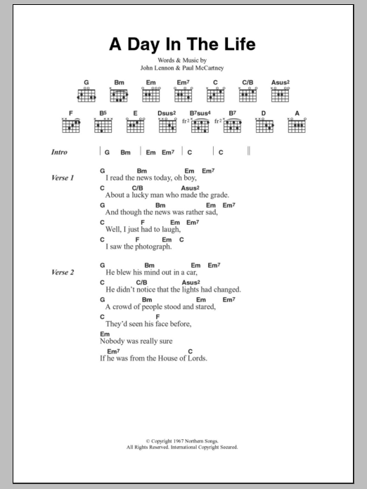 A Day In The Life (Guitar Chords/Lyrics) von The Beatles