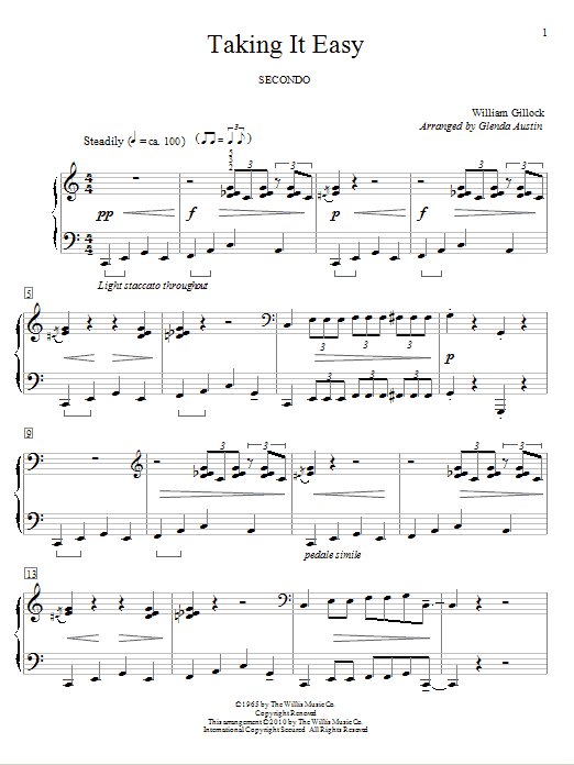Taking It Easy (Piano Duet) von William Gillock