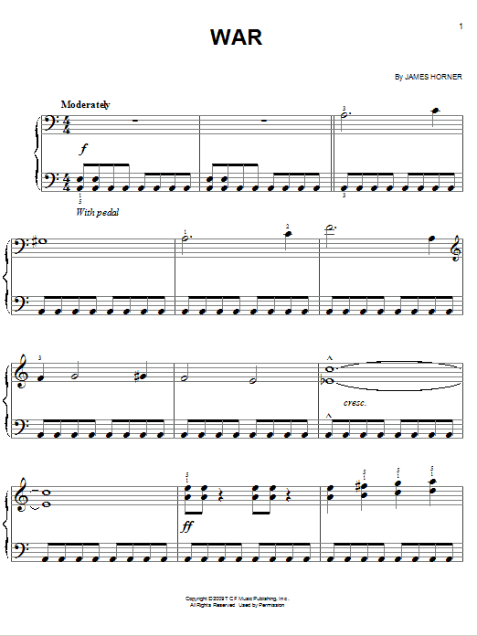 War (Easy Piano) von James Horner