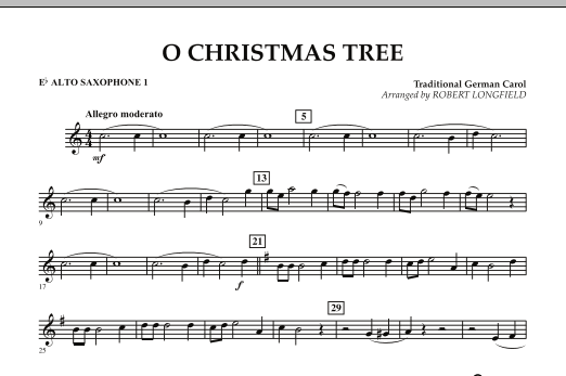 O Christmas Tree - Eb Alto Saxophone 1 (Concert Band) von Robert Longfield