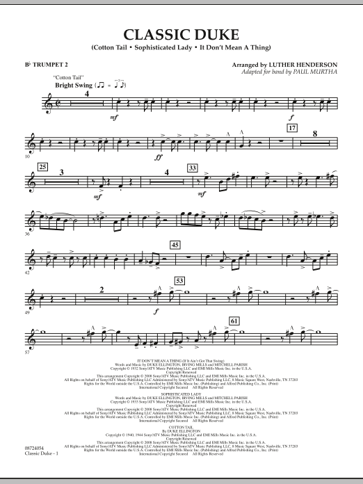 Classic Duke - Bb Trumpet 2 (Concert Band) von Paul Murtha