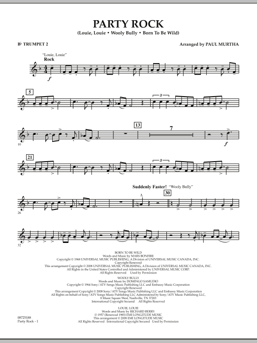 Party Rock - Bb Trumpet 2 (Concert Band) von Paul Murtha