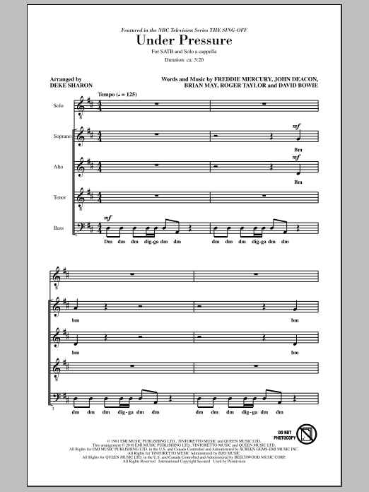 Under Pressure (from NBC's The Sing-Off) (SATB Choir) von Deke Sharon